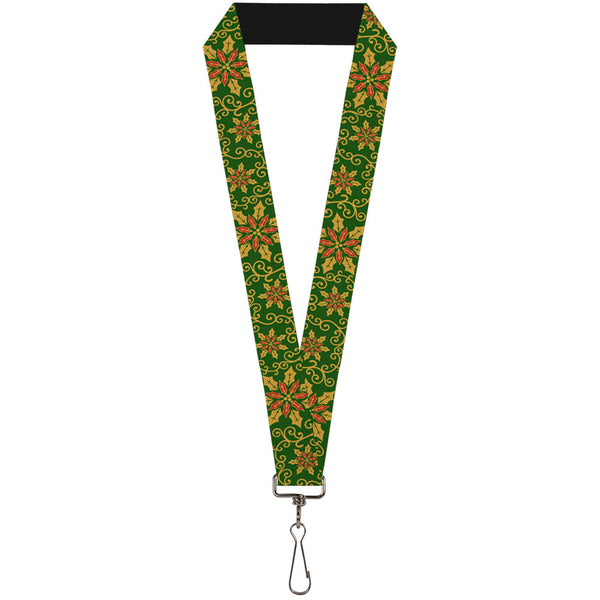 Buckle-Down Lanyard - 1.0" - Holiday Holly Green Gold Red