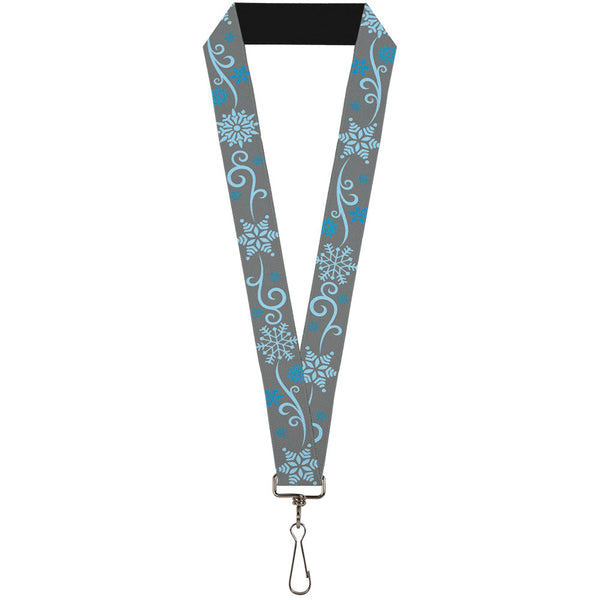 Buckle-Down Lanyard - 1.0" - Holiday Snowflakes Gray Blue