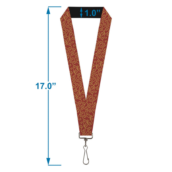 Buckle-Down Lanyard - 1.0" - Holiday Trim Swirls Red Gold