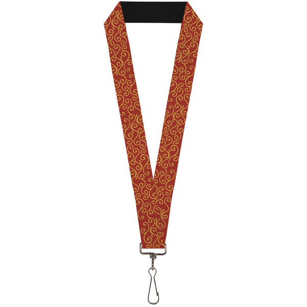 Buckle-Down Lanyard - 1.0" - Holiday Trim Swirls Red Gold