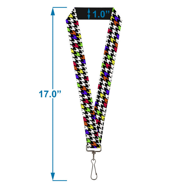 Buckle-Down Lanyard - 1.0" - Houndstooth Black White Multi Neon