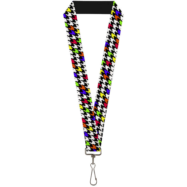 Buckle-Down Lanyard - 1.0" - Houndstooth Black White Multi Neon