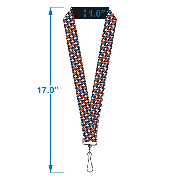 Buckle-Down Lanyard - 1.0" - Houndstooth Navy Orange White
