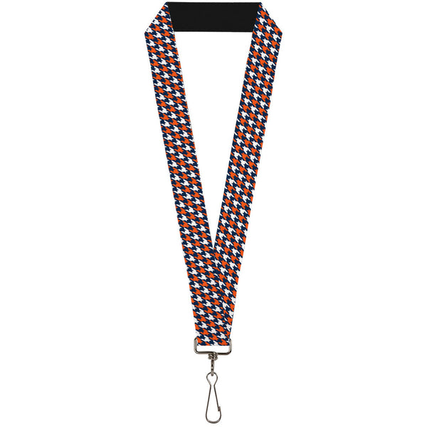 Buckle-Down Lanyard - 1.0" - Houndstooth Navy Orange White