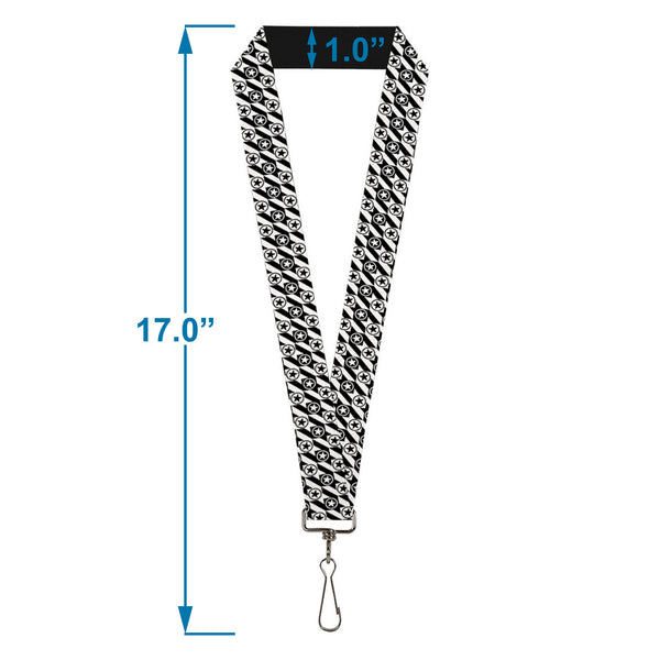 Buckle-Down Lanyard - 1.0" - Houndstooth Star Black White