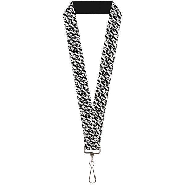 Buckle-Down Lanyard - 1.0" - Houndstooth Star Black White