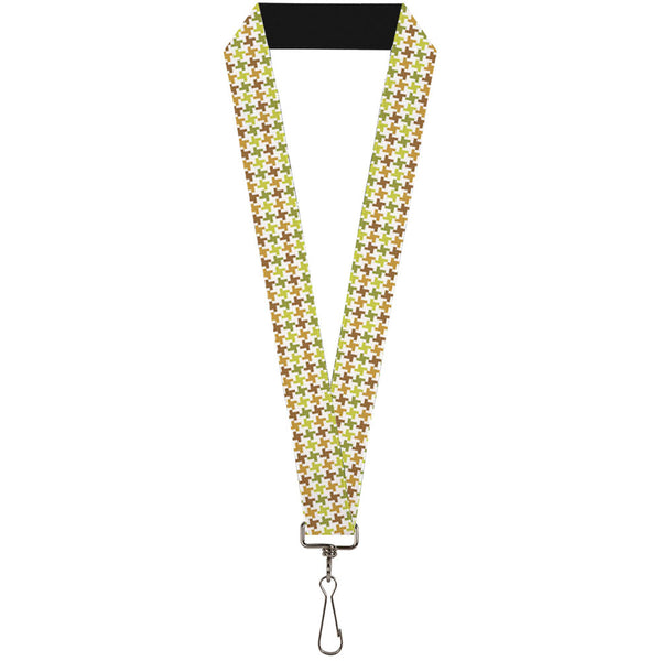 Buckle-Down Lanyard - 1.0" - Houndstooth White Green Brown