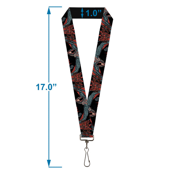 Buckle-Down Lanyard - 1.0" - HOUSE OF THE DRAGON Drogon Roar And Title Logo Black/Grays/Reds