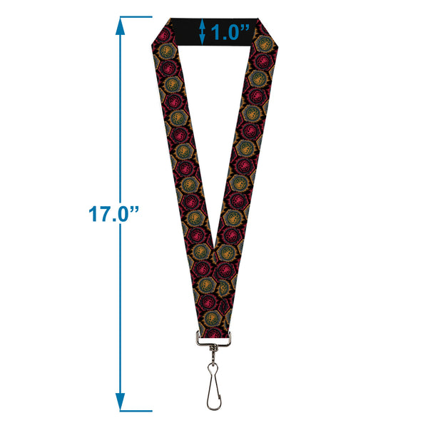 Buckle-Down Lanyard - 1.0" - House Of The Dragon Targaryen Sigil Flip Black/Red/Orange