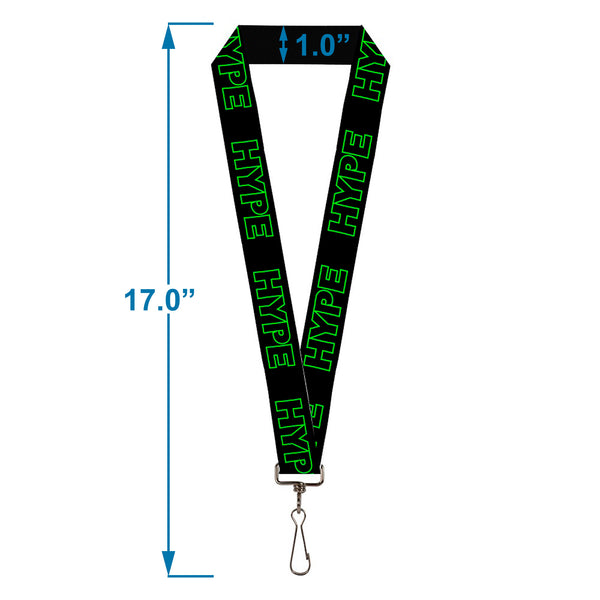 Buckle-Down Lanyard - 1.0" - HYPE Outline Black Neon Green