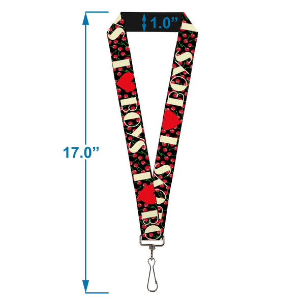 Buckle-Down Lanyard - 1.0" - I Heart BOYS Black Cherries