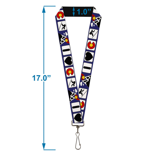 Buckle-Down Lanyard - 1.0" - I HEART COLORADO SKIING Logos/Mountain