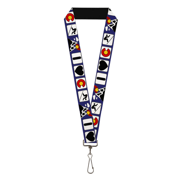 Buckle-Down Lanyard - 1.0" - I HEART COLORADO SKIING Logos/Mountain