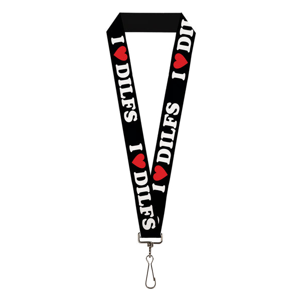 Buckle-Down Lanyard - 1.0" - I "HEART" DILFS Black/White/Red