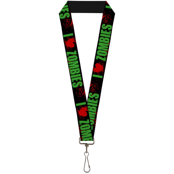 Buckle-Down Lanyard - 1.0" - I "Heart" ZOMBIES Bold Splatter Black Green Red