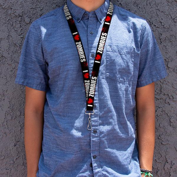 Buckle-Down Lanyard - 1.0" - I "Heart" ZOMBIES Bold Splatter Black White Red