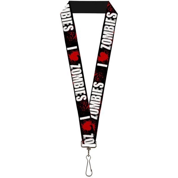 Buckle-Down Lanyard - 1.0" - I "Heart" ZOMBIES Bold Splatter Black White Red
