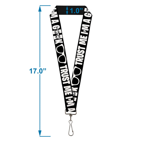 Buckle-Down Lanyard - 1.0" - I'M A GEEK Glasses Black White