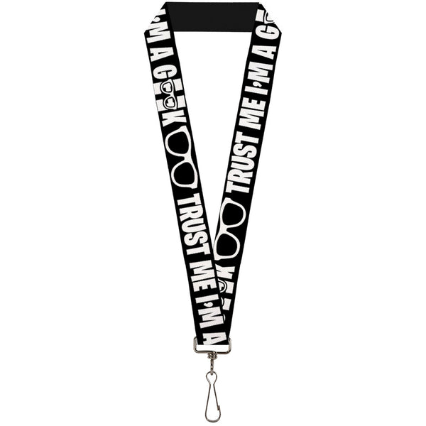 Buckle-Down Lanyard - 1.0" - I'M A GEEK Glasses Black White