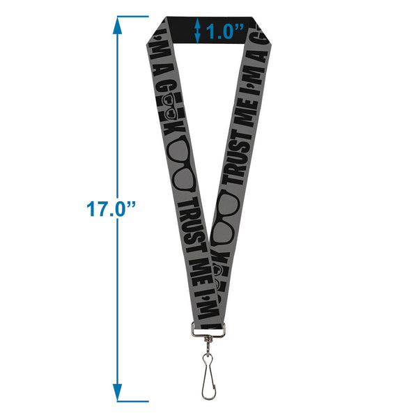 Buckle-Down Lanyard - 1.0" - I'M A GEEK Glasses Gray Black
