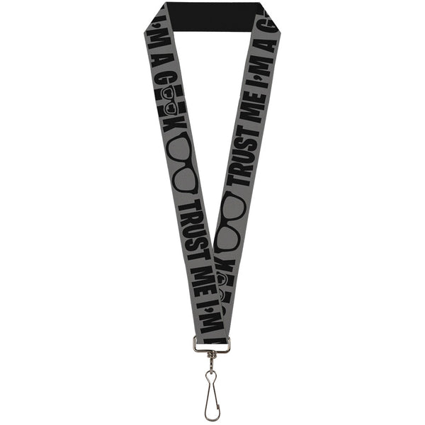 Buckle-Down Lanyard - 1.0" - I'M A GEEK Glasses Gray Black