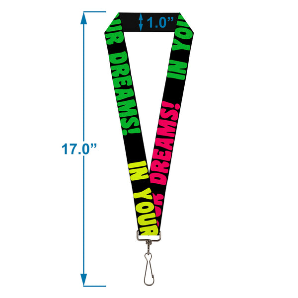Buckle-Down Lanyard - 1.0" - IN YOUR DREAMS Black Pink Green Yellow
