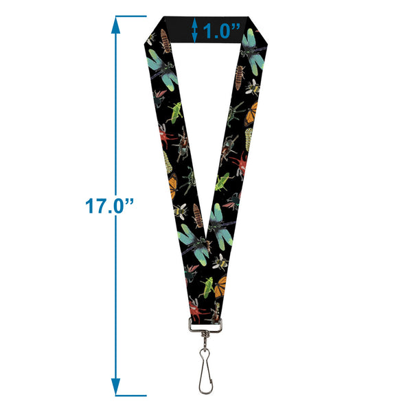 Buckle-Down Lanyard - 1.0" - Insects Scattered CLOSE-UP Black