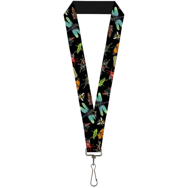 Buckle-Down Lanyard - 1.0" - Insects Scattered CLOSE-UP Black