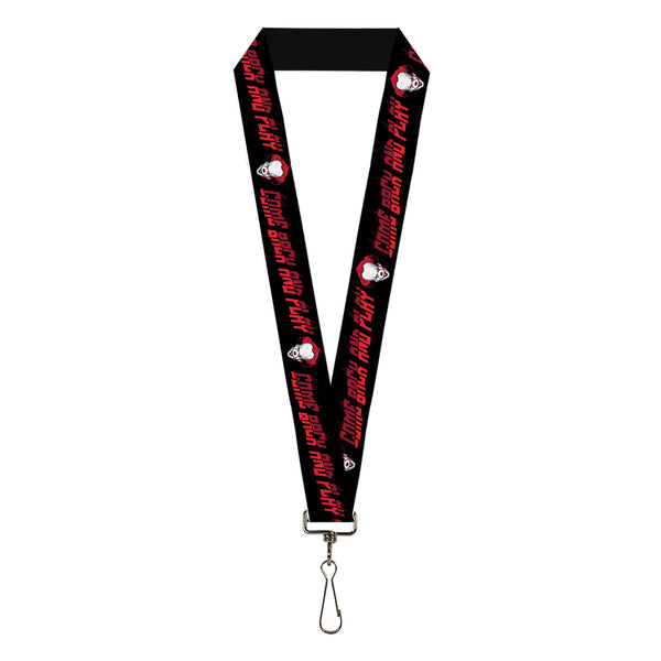 Buckle-Down Lanyard - 1.0" - It Chapter Two Pennywise Face COME BACK AND PLAY Black/Reds
