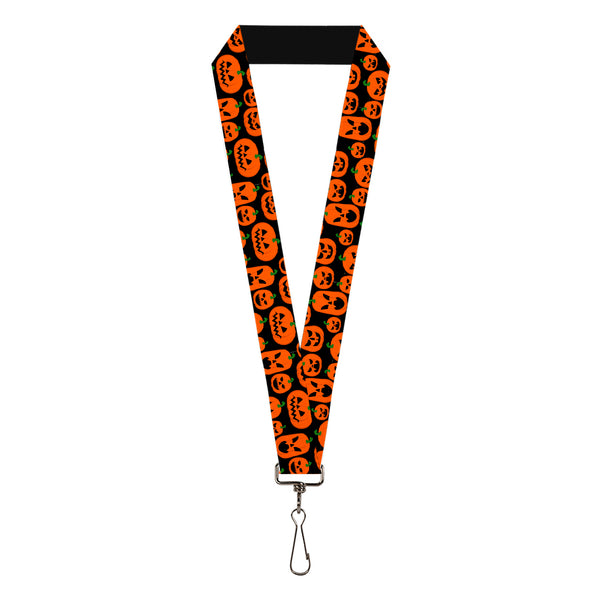 Buckle-Down Lanyard - 1.0" - Jack-o'-Lantern Pumpkin Expressions Black/Orange