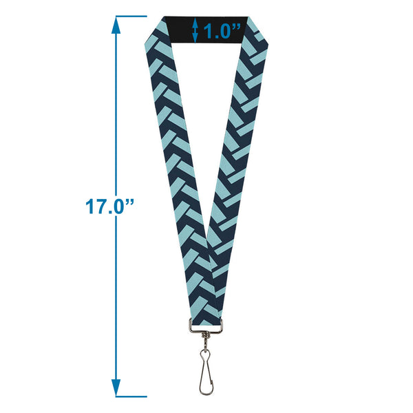 Buckle-Down Lanyard - 1.0" - Jagged Chevron Navy Turquoise