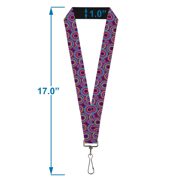 Buckle-Down Lanyard - 1.0" - Jagged Rings Purples Blues Yellow