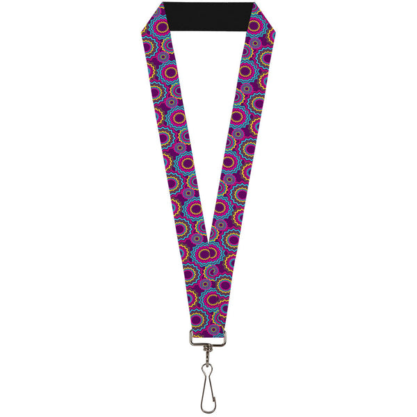 Buckle-Down Lanyard - 1.0" - Jagged Rings Purples Blues Yellow