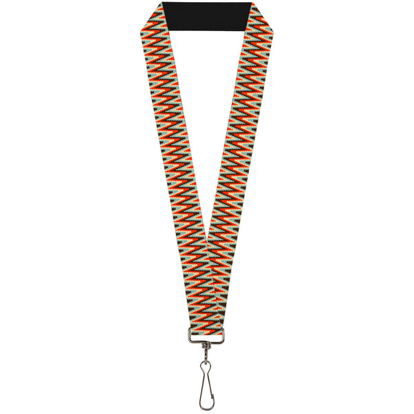 Buckle-Down Lanyard - 1.0" - Jagged Zig Zag Brown Aqua Cream Red