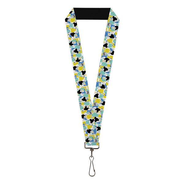 Buckle-Down Lanyard - 1.0" - Johnny Bravo Flexing Pose and JOHNNY Icon Collage Blues/Yellows