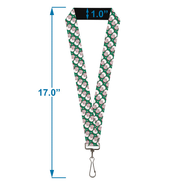 Buckle-Down Lanyard - 1.0" - Jolly Santa Claus Christmas Smiling Face Icon Green/Red/White