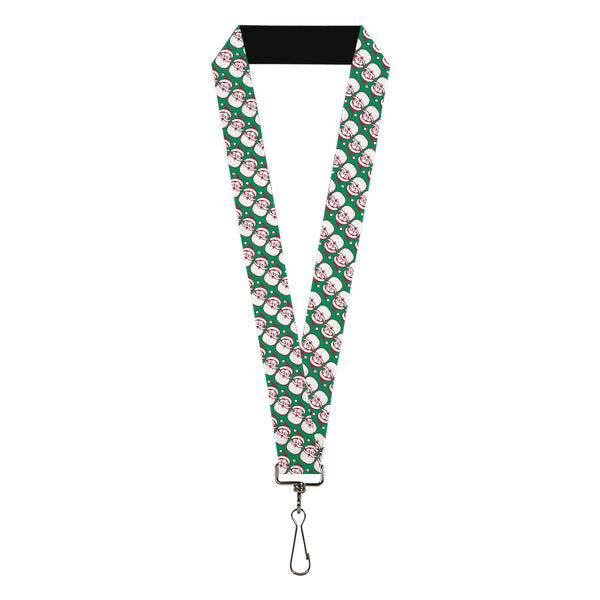 Buckle-Down Lanyard - 1.0" - Jolly Santa Claus Christmas Smiling Face Icon Green/Red/White