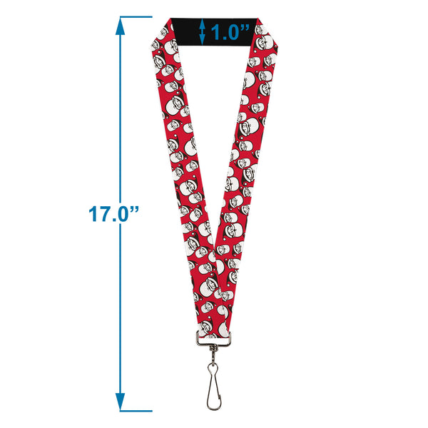 Buckle-Down Lanyard - 1.0" - Jolly Santa Claus Christmas Smiling Face Icon Red