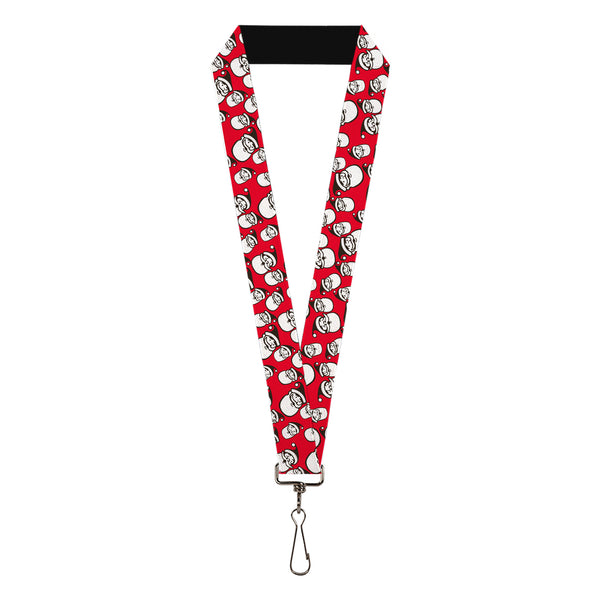 Buckle-Down Lanyard - 1.0" - Jolly Santa Claus Christmas Smiling Face Icon Red