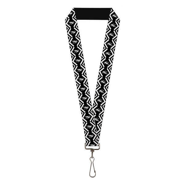 Buckle-Down Lanyard - 1.0" - Kokopelli Icon/Tribal Black/White
