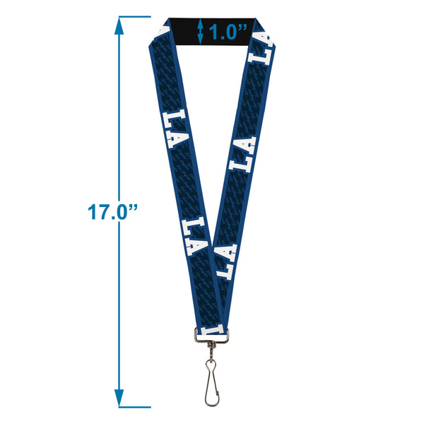 Buckle-Down Lanyard - 1.0" - LA Los Angeles Script Stripe Blues White