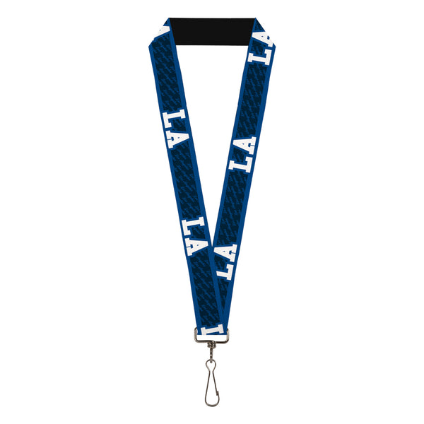 Buckle-Down Lanyard - 1.0" - LA Los Angeles Script Stripe Blues White