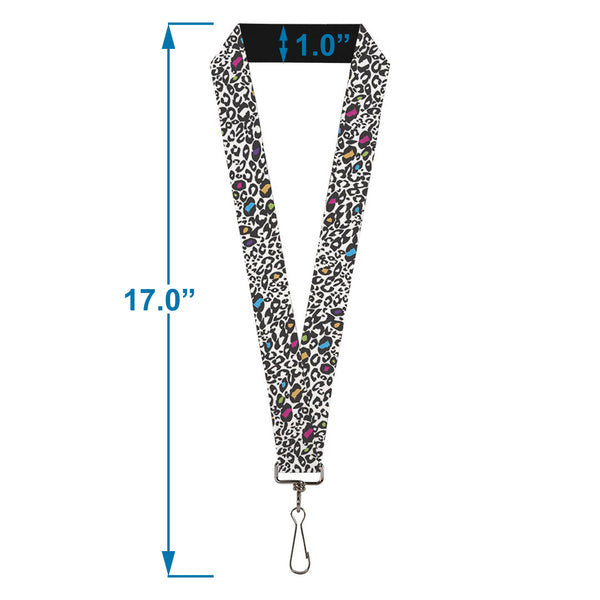 Buckle-Down Lanyard - 1.0" - Leopard White Black Multi Color
