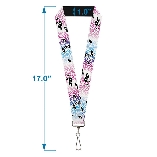 Buckle-Down Lanyard - 1.0" - Leopard White Pinks Blues Black