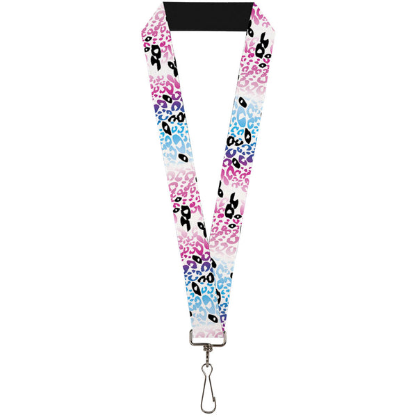 Buckle-Down Lanyard - 1.0" - Leopard White Pinks Blues Black
