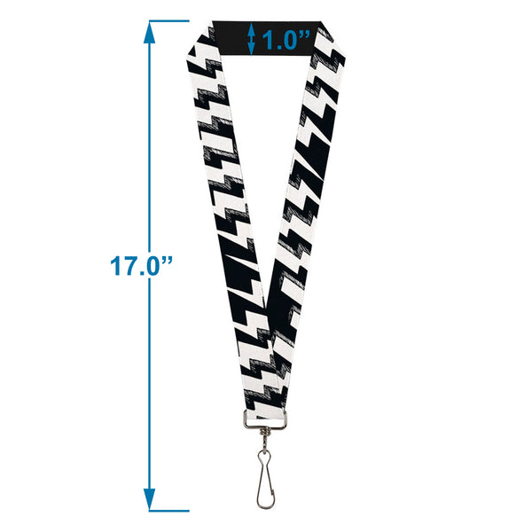 Buckle-Down Lanyard - 1.0" - Lightning Bolts Sketch Black White