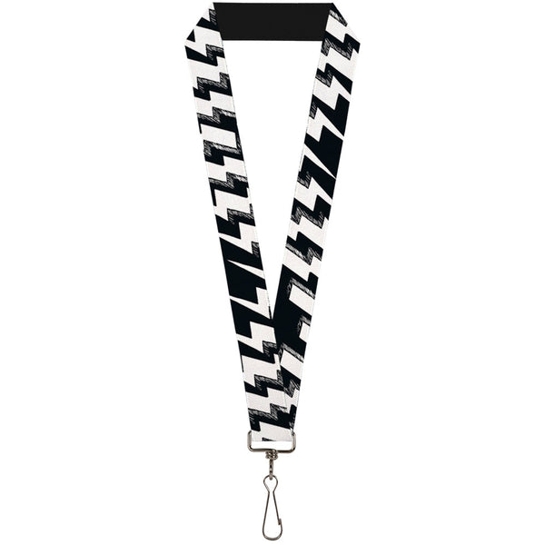 Buckle-Down Lanyard - 1.0" - Lightning Bolts Sketch Black White