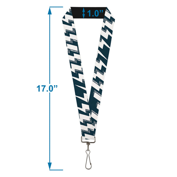 Buckle-Down Lanyard - 1.0" - Lightning Bolts Sketch Navy White