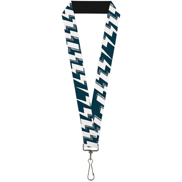 Buckle-Down Lanyard - 1.0" - Lightning Bolts Sketch Navy White