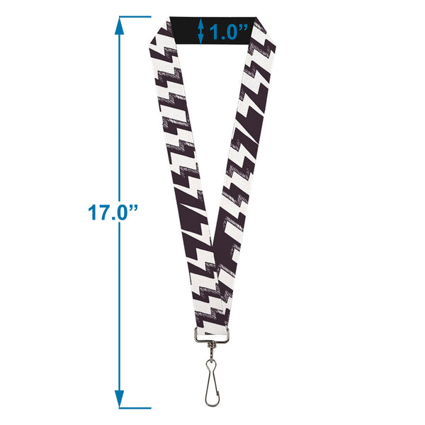 Buckle-Down Lanyard - 1.0" - Lightning Bolts Sketch Plum White